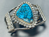 Important Vintage Native American Navajo Blue Diamond Turquoise Sterling Silver Bracelet-Nativo Arts