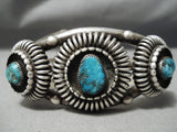 Heavy Thick Vintage Native American Navajo Turquoise Sterling Silver Basket Bracelet Old-Nativo Arts