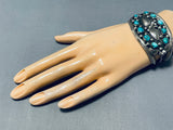 Fabulous Vintage Native American Navajo Pilot Mountain Turquoise Sterling Silver Bracelet-Nativo Arts