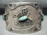 One Of The Best Vintage Native American Navajo Butterfly Turquoise Sterling Silver Bracelet-Nativo Arts