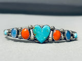 Rich Begay Vintage Native American Navajo Turquoise Heart Sterling Silver Bracelet-Nativo Arts