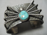 Quality Native American Turquoise Sterling Silver Spider Bracelet Cuff-Nativo Arts