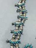 Intricvate Vintage Native American Zuni Turquoise Sterling Silver Squash Blossom Necklace-Nativo Arts