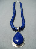Extraordinary Navajo Lapis Sterling Silver Necklace Native American-Nativo Arts
