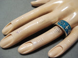 Beautiful Vintage Native American Navajo Christian Cross Sterling Silver Turquoise Fish Ring-Nativo Arts
