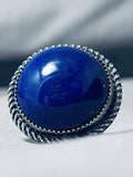 Beautiful Vintage Native American Navajo Lapis Dome Sterling Silver Huge Ring-Nativo Arts