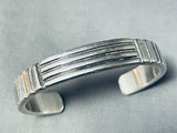 Johnny Nez Vintage Native American Navajo Sterling Silver Thick Bracelet-Nativo Arts