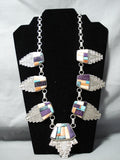 One Of Best Vintage Native American Navajo Hank Whitethorne Turquoise Sterling Silver Necklace-Nativo Arts