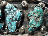 Extra Chunky Vintage Native American Navajo Turquoise Nugget Sterling Silver Bracelet-Nativo Arts