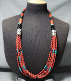 Singer Coral Native American Navajo Sterling Silver Turquoise Necklace-Nativo Arts