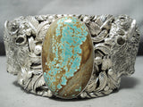 300 Gram Monster Native American #8 Turquoise Sterling Silver Buffalo Bracelet-Nativo Arts