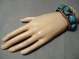 Superlative Vintage Native American Navajo Pilot Mountain Turquoise Sterling Silver Bracelet-Nativo Arts
