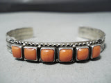 Sara Sandoval Navajo Native American Coral Sterling Silver Bracelet-Nativo Arts