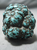 Outstanding Vintage Native American Navajo Seafoam Turquoise Sterling Silver Ring Old-Nativo Arts