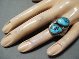 Huge Men's Vintage Native American Navajo Morenci Turquoise Sterling Silver Ring Old-Nativo Arts