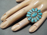 Superb Vintage Native American Navajo Turquoise Cluster Sterling Silver Ring-Nativo Arts