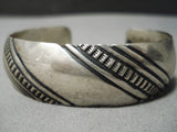 Rare Vintage Native American Navajo Hand Tooled Sterling Silver Segmented Bracelet Old-Nativo Arts
