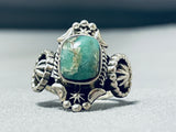 Brilliant Native American Navajo Green Turquoise Sterling Silver Huge Ring-Nativo Arts