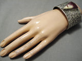 Colossal Native American Navajo Triangular Purple Shell Sterling Silver Bracelet-Nativo Arts