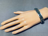 Native American Important Vintage Apache Rainbow Turquoise Sterling Silver Bracelet Signed-Nativo Arts