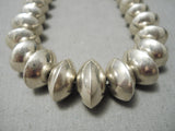 Hand Wrought Vintage Native American Navajo Sterling Silver Graduating Bead Necklace-Nativo Arts
