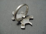 Impressive Vintage Zuni Native American Inlay Turquoise Sterling Silver Ring-Nativo Arts