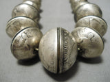 One Of The Heaviest Vintage Native American Navajo Sterling Silver Coin Necklace Old-Nativo Arts