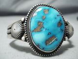 Unique Navajo Ithaca Peak Turquoise Sterling Silver Bracelet Native American-Nativo Arts