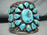 Museum Huge Vintage Native American Navajo Turquoise Sterling Silver Bracelet-Nativo Arts