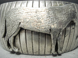 Unique Carved Work Vintage Native American Navajo Sterling Silver Coyote Bracelet-Nativo Arts