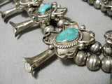 Museum Vintage Native American Navajo Royston Turquoise Sterling Silver Squash Blossom Necklace-Nativo Arts