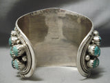 One Of Biggest Best Vintage Native American Navajo Green Blue Turquoise Sterling Silver Bracelet-Nativo Arts