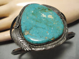 Incredible Vintage Native American Navajo Aqua Turquoise Sterling Silver Bracelet Old-Nativo Arts