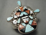 One Of The Biggest Best Native American Navajo Turquoise Sterling Silver Kachina Bracelet-Nativo Arts