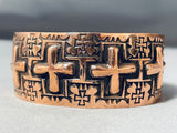 Heavy Detailed Cross Native American Navajo Important Copper Bracelet Cuff-Nativo Arts