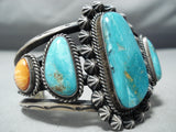 Quality Vintage Native American Navajo Carico Lake Turquoise Sterling Silver Bracelet-Nativo Arts