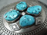 One Of The Largest Vintage Native American Navajo Turquoise Sterling Silver Buckle-Nativo Arts