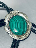 Fabulous Vintage Native American Navajo Green Malachite Sterling Silver Bolo Tie-Nativo Arts