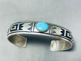 Incredible Native American Navajo Singer Turquoise Sterling Silver Geometric Designs Bracelet-Nativo Arts