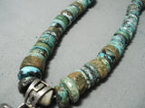 Native American Huge Heavy Vintage Sterling Silver Turquoise Necklace Old-Nativo Arts