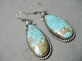 Important Vintage Native American Navajo #8 Turquoise Jeanette Dale Sterling Silver Earrings-Nativo Arts