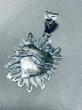 Sacred Heart Native American Navajo Sterling Silver Handcarved Heart On Fire Pendant-Nativo Arts