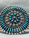 Exceptional Vintage Native American Zuni Blue Gem Turquoise Sterling Silver Bracelet Signed-Nativo Arts