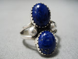 Amazing Vintage Navajo Lapis Sterling Silver Ring Old Native American-Nativo Arts
