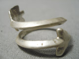 Very Rare Vintage Native American Navajo Coiled Arrow Adjustable Sterling Silver Ring Old-Nativo Arts