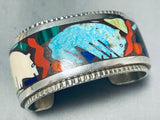 Incredible Brownbear Vintage Turquoise Sterling Silver Inlay Bracelet-Nativo Arts