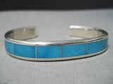 Exquisite Thick Native American Zuni Turquoise Sterling Silver Bracelet Cuff-Nativo Arts