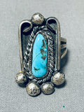 Expressive Vintage Native American Navajo Morenci Turquoise Sterling Silver Ring-Nativo Arts