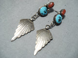 Marvelous Vintage Native American Navajo Sleeping Beauty Turquoise Sterling Silver Earrings Old-Nativo Arts
