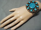Astounding Vintage Native American Navajo Turquoise Sterling Silver Bracelet Old-Nativo Arts